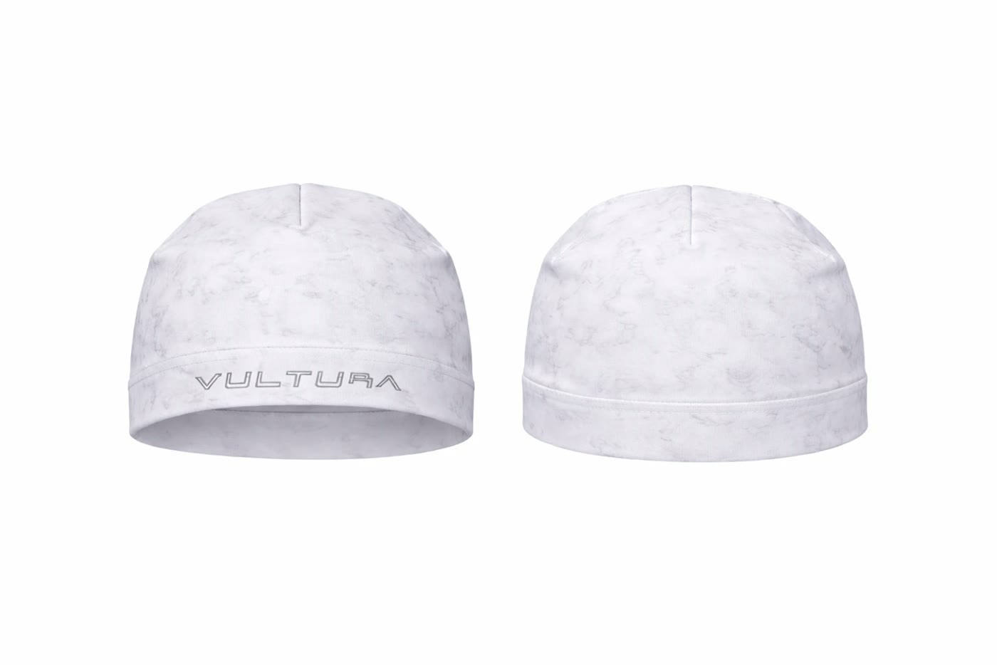 Satin Beanie White, bonnet blanc marbré Vultura