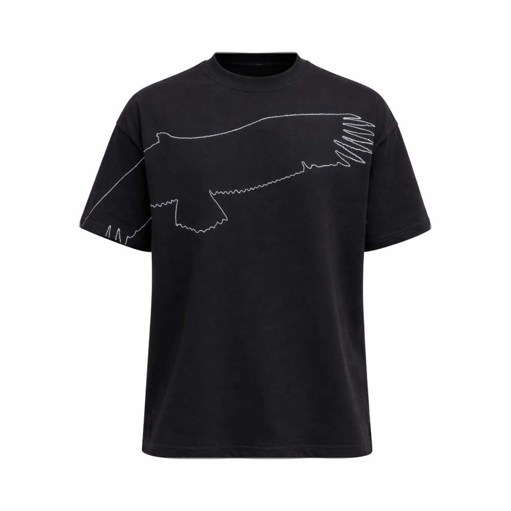 Black Tee Vulture, tee noir oversize avec le vautour dessiné en trait blanc