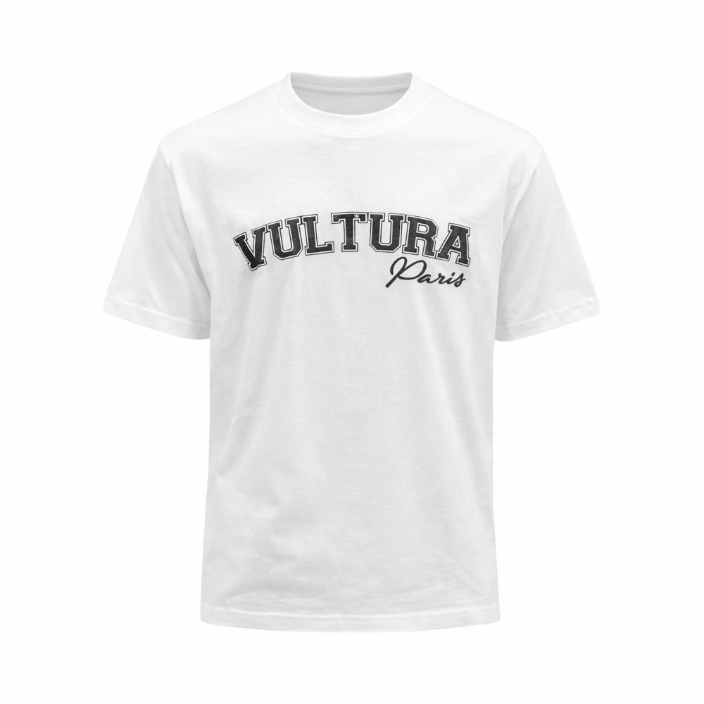 White Tee Noctis, tee blanc avec l'inscription Vultura Paris