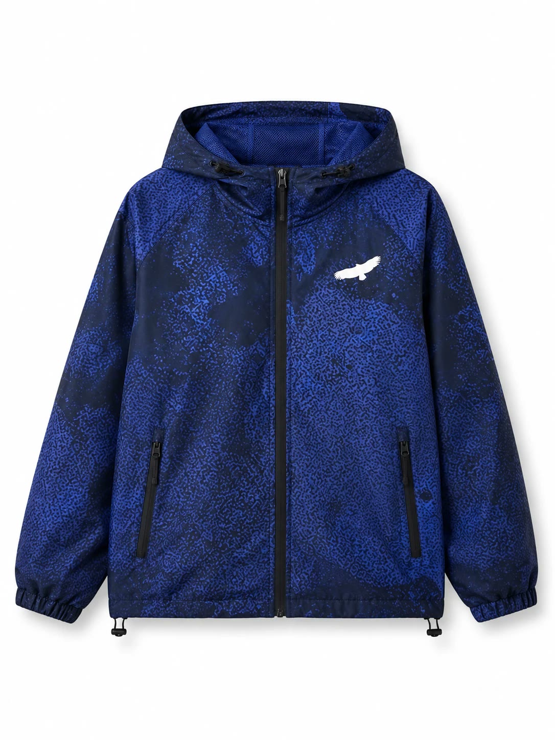 Coupe-vent Windbreaker Purple / Black, imprimé bleu nuit moucheté, zip noir